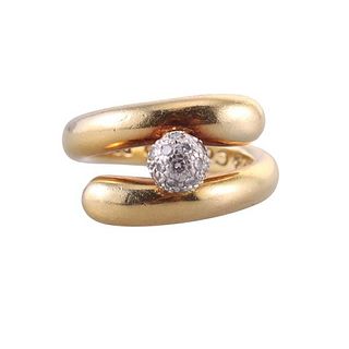 Tiffany &amp; Co 18k Gold Platinum Diamond Bypass Ring