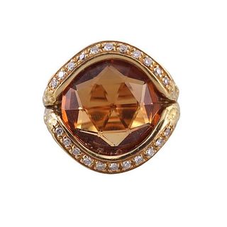 Misani 18k Gold Citrine Diamond Ring