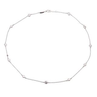 Tiffany &amp; Co Elsa Peretti Platinum Diamond Station Necklace