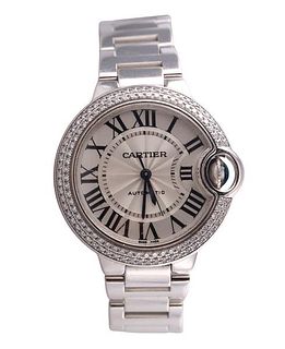 Cartier Ballon Bleu Diamond 18k Gold Automatic Watch 487055TX 3491
