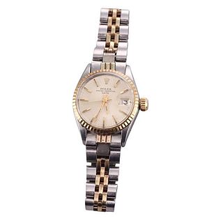 Rolex Oyster Date 14k Gold Steel Lady&#39;s Watch 6517
