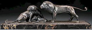 GEORGES LAVROFF RUSSIAN BRONZE OF A LION PRIDE