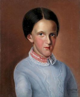 AMERICAN PORTRAIT PAINTING OF A YOUNG GIRL