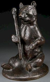 BRONZE OF A SEATED BEAR, EMILE PERRAULT
