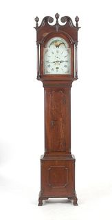 Bucks County, Pennsylvania Chippendale Cherry Tall Case Clock