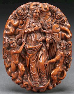 A GERMAN FRUITWOOD CARVED GROUPING