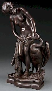 FRENCH BRONZE OF LEDA AND THE SWAN, PRADIER