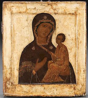 A RUSSIAN ICON OF THE TIKHVIN MOTHER OF GOD