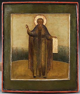 A RUSSIAN ICON OF A MONASTIC SAINT, MOSCOW