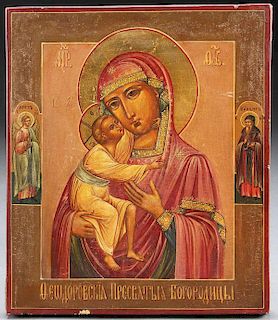 A RUSSIAN ICON OF THE FEODORSKAYA MOTHER OF GOD