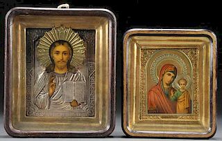 A PAIR OF CASED RUSSIAN ICONS, CIRCA 1900