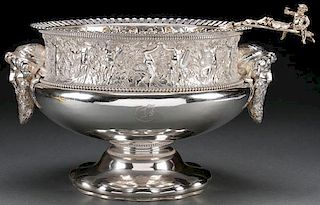 A VERY FINE GORHAM STERLING "BACCHUS" PUNCH BOWL