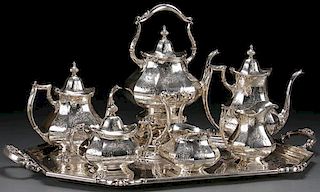 A REED AND BARTON 7 PC STERLING SILVER COFFEE SET