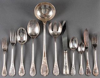 A LARGE CHRISTOFLE SILVER PLATE "MARLY" FLATWARE