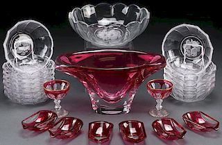 A 22 PIECE SET OF FRENCH VAL ST. LAMBERT CRYSTAL
