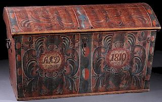 A VERY FINE NORWEGIAN PINE DOWRY CHEST