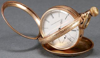 AN ELGIN "CONVERTIBLE" CASED POCKET WATCH