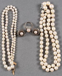 5 PC GROUP OF FRENCH ART DECO PEARL JEWELRY