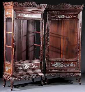 PAIR OF CHINESE CARVED CURIO CABINETS