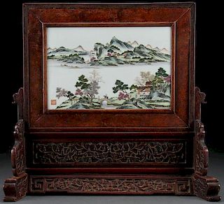 CHINESE FAMILLE ROSE PORCELAIN SCHOLARS SCREEN