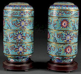PR CHINESE CLOISONNE & BRONZE STACKING CONTAINER