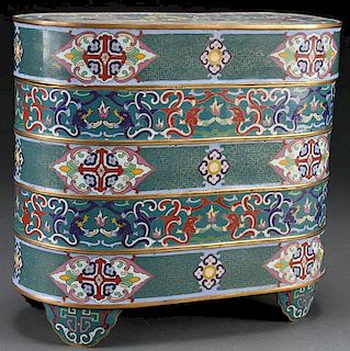 LARGE CHINESE GILT BRONZE STORAGE CONTAINER