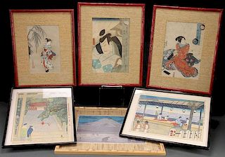 A GROUP OF SIX JAPANESE WOODBLOCK PRINTS, 20TH C