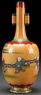 CHINESE CARVED POLYCHROME GUAN-TYPE VASE