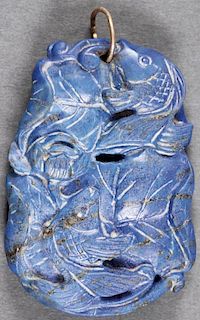 A CHINESE CARVED BLUE LAPIS LAZULI PENDANT