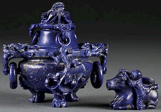A GROUP OF CHINESE CARVED BLUE LAPIS