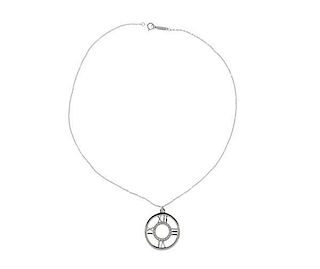 Tiffany & Co Atlas 18k Gold Diamond Circle Pendant Necklace