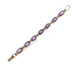 Antique 14k Gold Purple Stone Bracelet