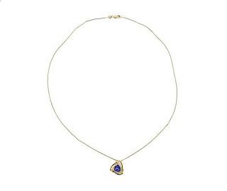 14K Gold Diamond Tanzanite Pendant Necklace