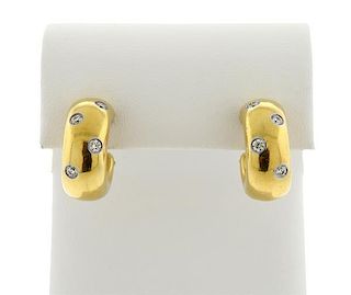 Tiffany & Co Etoile  18k Gold Platinum Diamond Hoop Earrings