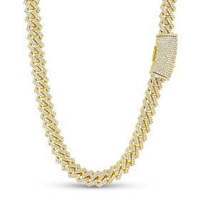 18.95 ct. Natural Diamond Men's Cuban Chain Necklace in 14k Yellow Gold.