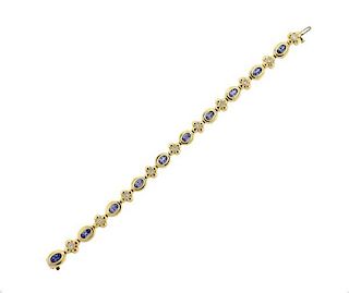 14K Gold Diamond Purple Stone Bracelet