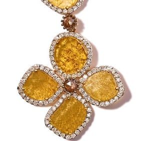16.83 ct. Natural White, Brown, & Fancy Yellow Diamond Necklace in 14K Yellow Gold