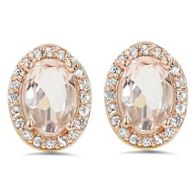 2.25 ct. Natural Diamond & Morganite Earrings in 14K Rose Gold