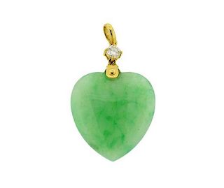 HKJS Certified Natural Jade Diamond Heart Pendant