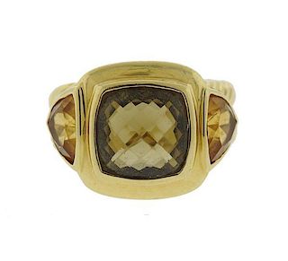 David Yurman 18K Gold Sterling Color Stone Ring