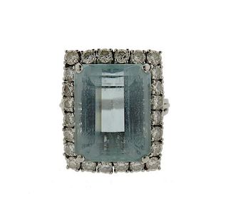 Platinum 15ct Aquamarine Diamond Ring