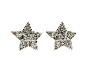 Chanel Comete 18k Gold Diamond Star Earrings