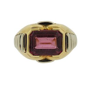 Bulgari Bvlgari 18K Gold Pink Stone Ring
