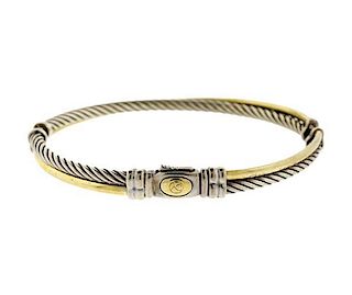 David Yurman 18K Gold Sterling Bangle Bracelet