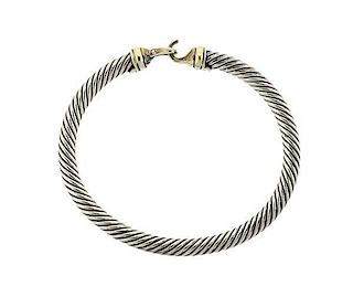David Yurman 18K Gold Sterling Cable Bracelet