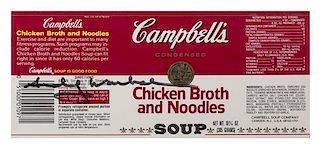 Andy Warhol, (American, 1928-1987), Campbells Chicken Broth and Noodles Soup Label