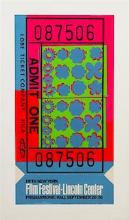Andy Warhol, (American, 1928-1987), Lincoln Center Ticket for the New York Film Festival, 1967
