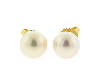 Tiffany & Co 18k Gold Pearl Stud Earrings