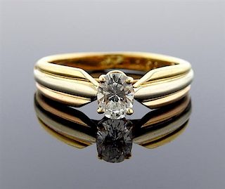 Cartier GIA 0.53ct D VVS2 Diamond 18k Gold Engamgement Ring