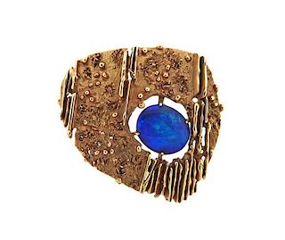 Modernist 14k Gold Opal Free Form Brooch Pin